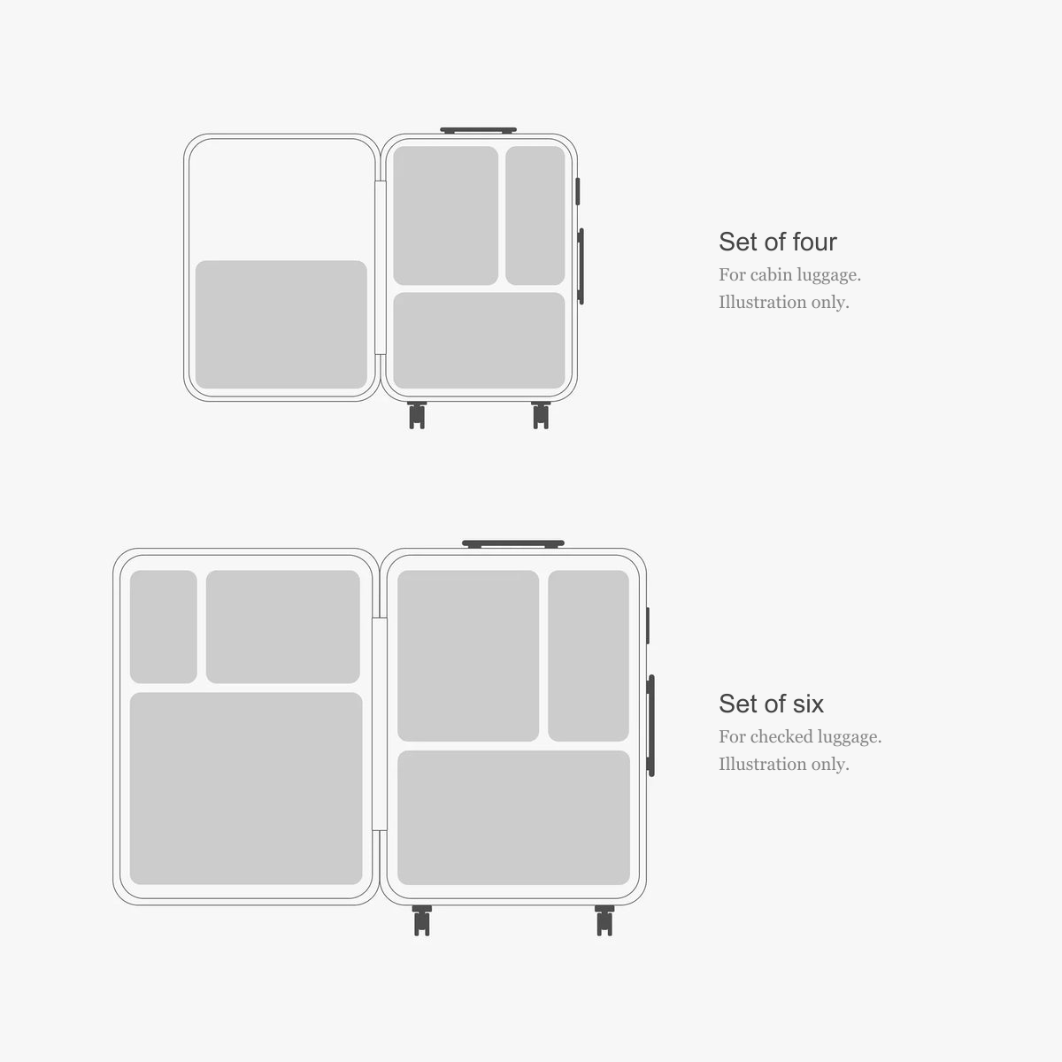 ALTAIR compression packing cubes keeping items sorted inside a suitcase